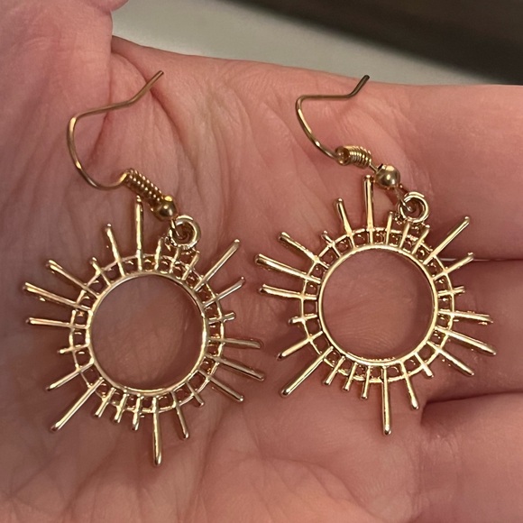 Gold Sun Drop Earrings - Picture 1 of 4